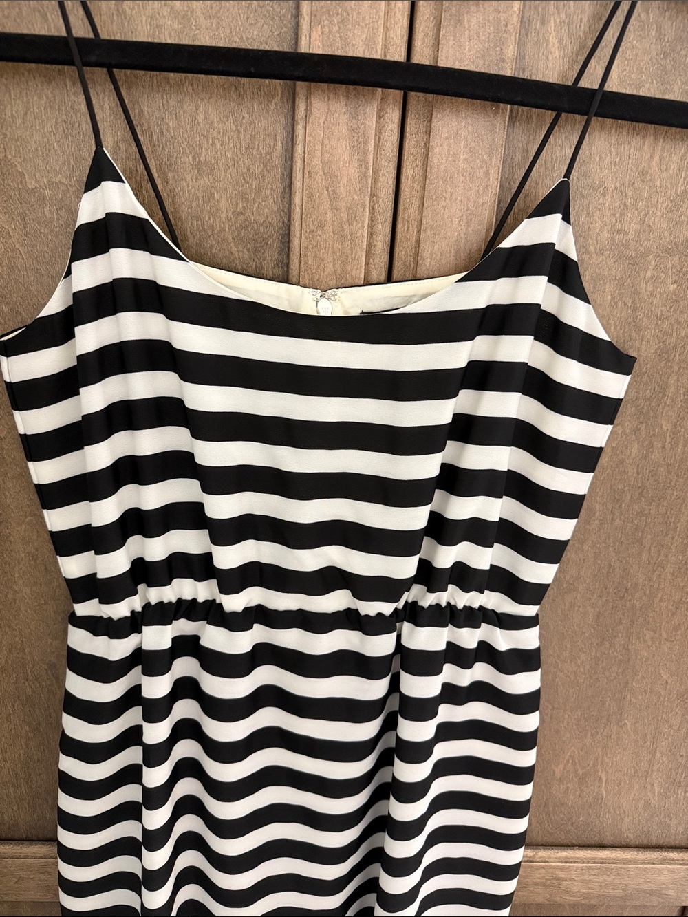 J. Crew Black & White Striped Dress with spaghetti straps. Like New.